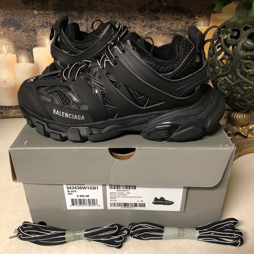 Balenciaga Track Runner Trainer Sneaker Low-Top Women Size 5 Triple Black